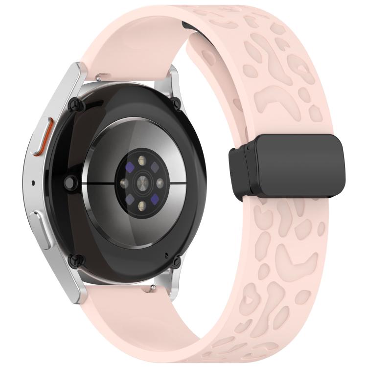 20mm Leopard Print Magnetic Folding Buckle Silicone Watch Band