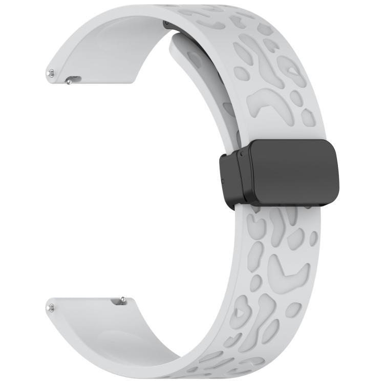 20mm Leopard Print Magnetic Folding Buckle Silicone Watch Band