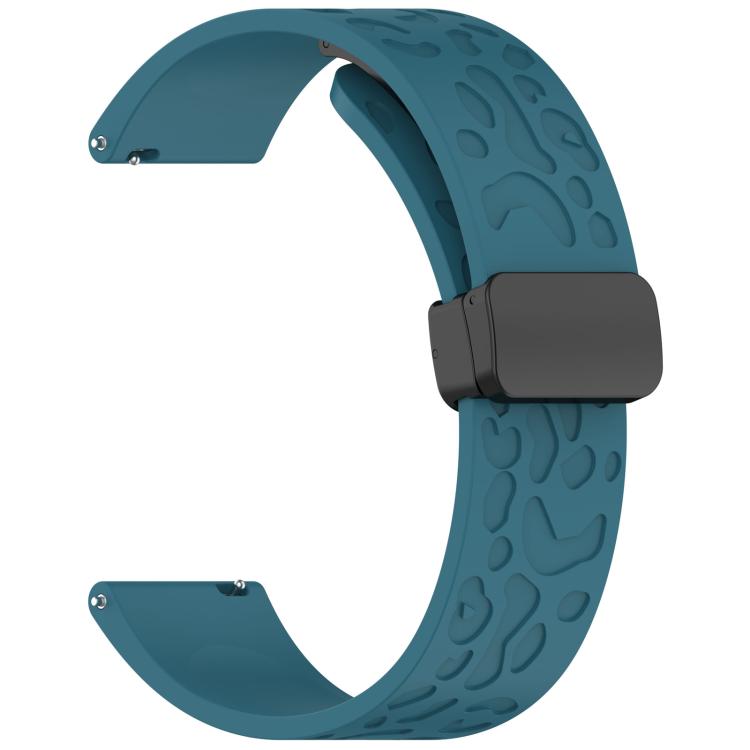 20mm Leopard Print Magnetic Folding Buckle Silicone Watch Band