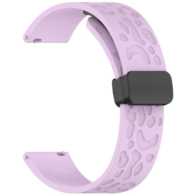 20mm Leopard Print Magnetic Folding Buckle Silicone Watch Band
