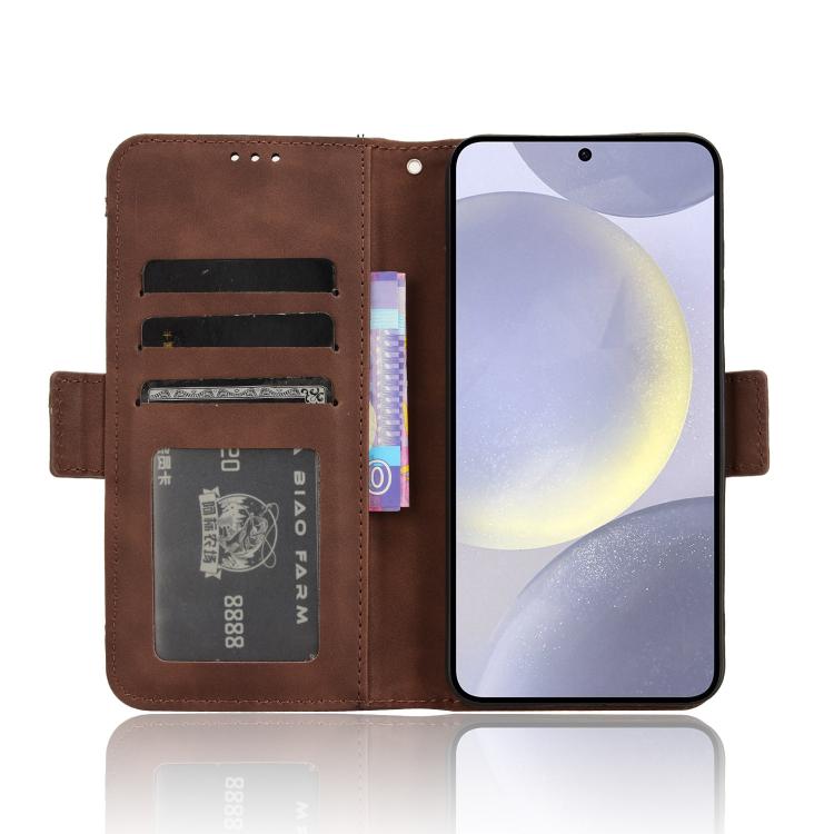 For Samsung Galaxy S25+ 5G Skin Feel Calf Texture Card Slots Leather Phone Case