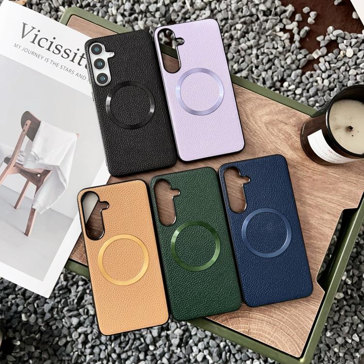 For Samsung Galaxy S25 5G CD Magsafe Magnetic Litchi Texture Phone Case