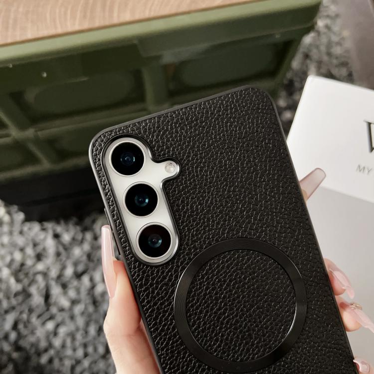 For Samsung Galaxy S25 5G CD Magsafe Magnetic Litchi Texture Phone Case