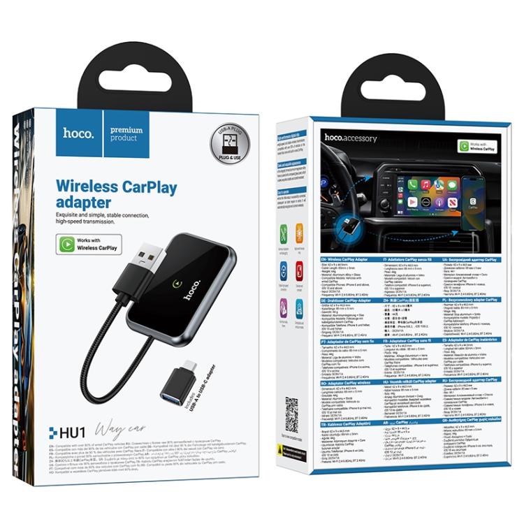 hoco HU1 Way Car Wireless CarPlay Adapter - Grey