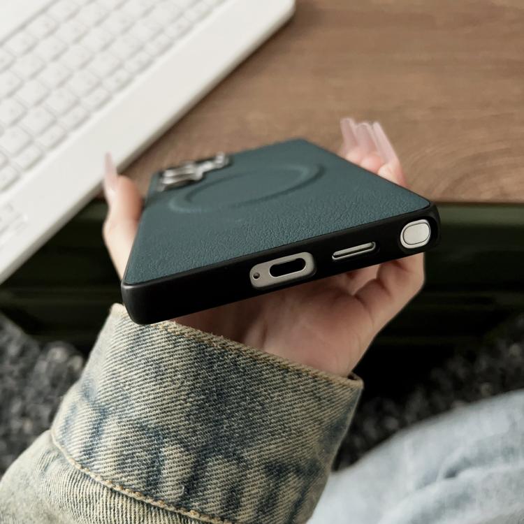 For Samsung Galaxy S25 Ultra 5G Magsafe Magnetic Plain Leather Phone Case