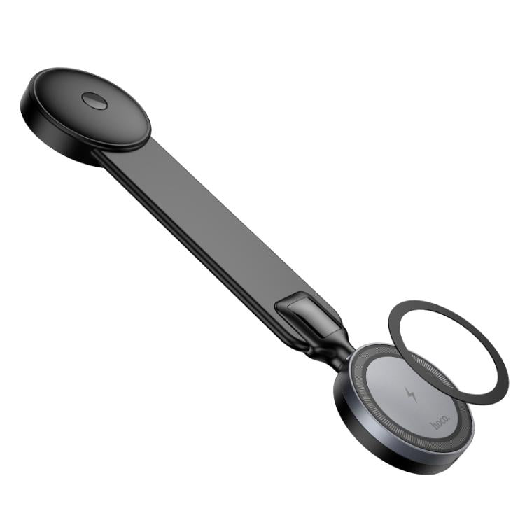 hoco HW29 Totem Car Center Console Ring Magnetic Wireless Fast Charging Phone Holder - Black Grey