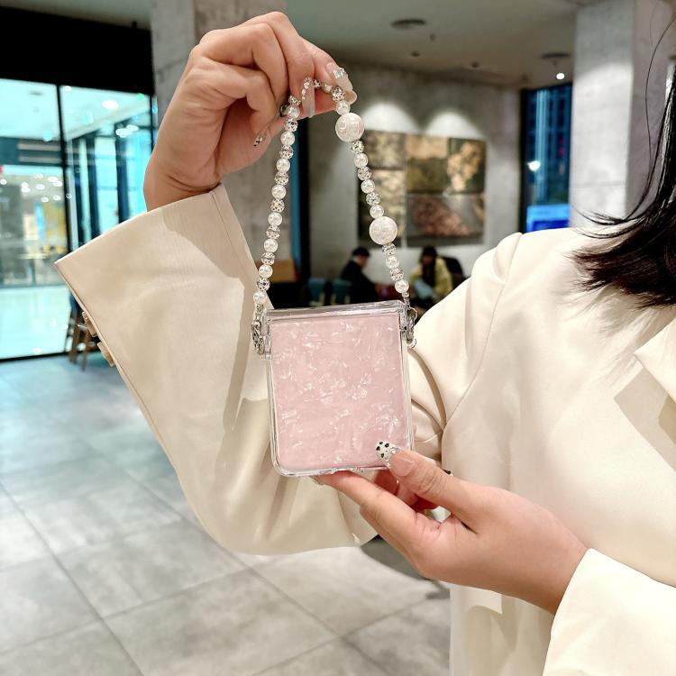 For Huawei P50 Pocket Three Parts Pearlescent Shell Texture Phone Case with Bracelet