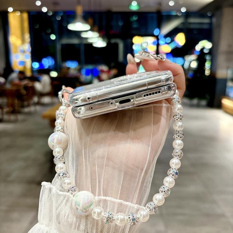 For Huawei P50 Pocket Three Parts Pearlescent Shell Texture Phone Case with Bracelet