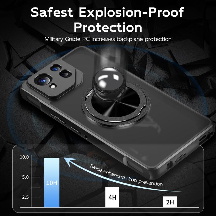 For Asus ROG Phone 8 Rotating Ring Holder TPU Hybrid PC Phone Case - Matte Black