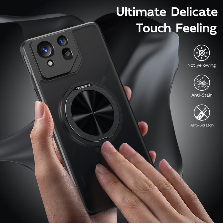 For Asus ROG Phone 8 Rotating Ring Holder TPU Hybrid PC Phone Case - Matte Black