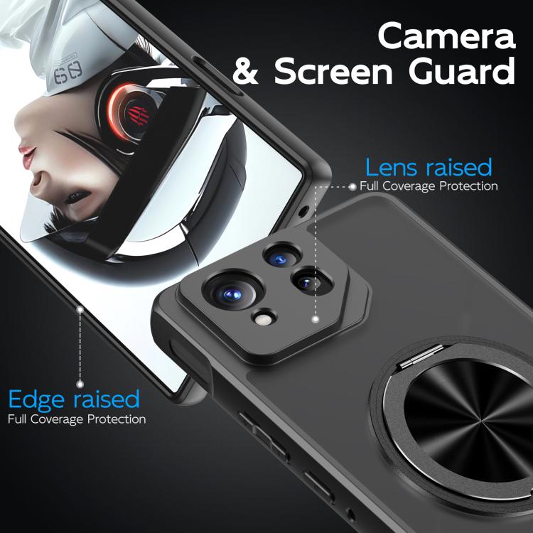 For Asus ROG Phone 8 Rotating Ring Holder TPU Hybrid PC Phone Case - Matte Black