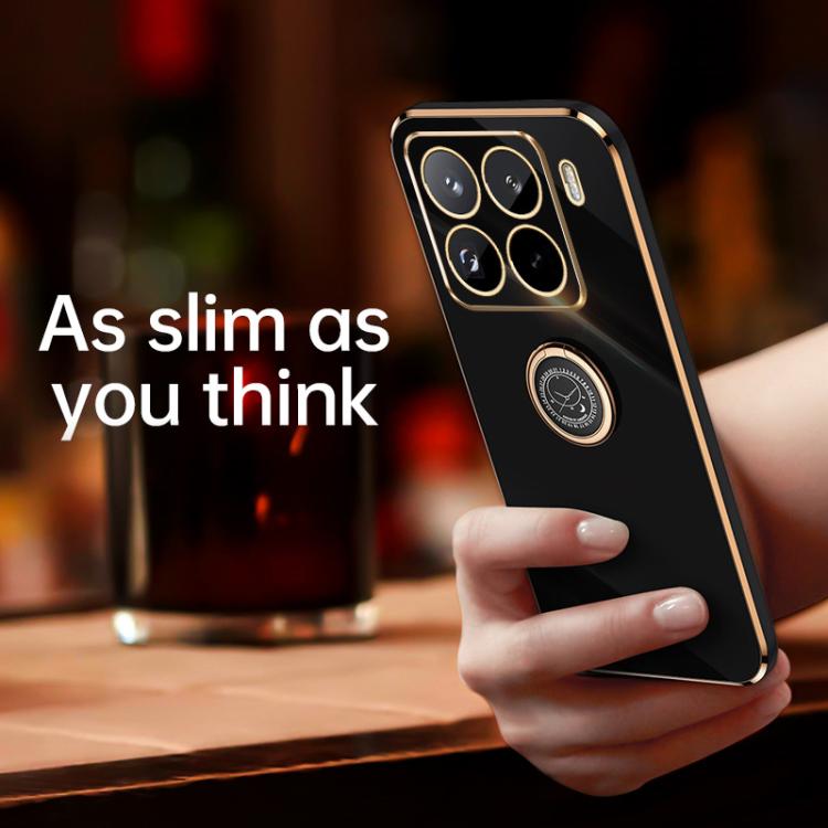 For Xiaomi 15 Pro XINLI Straight Edge 6D Electroplate TPU Phone Case with Ring Holder