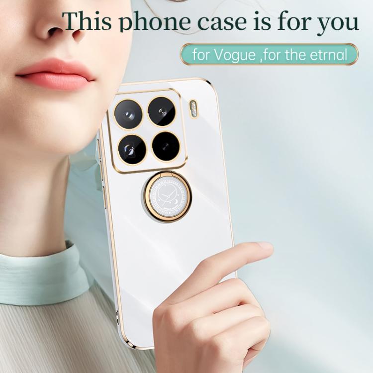 For Xiaomi 15 Pro XINLI Straight Edge 6D Electroplate TPU Phone Case with Ring Holder