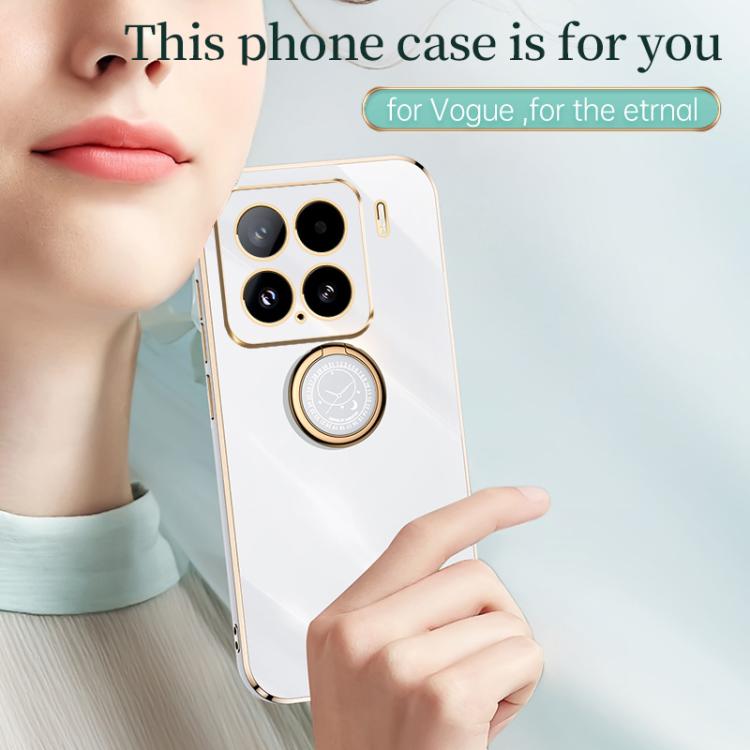 For Xiaomi 15 XINLI Straight Edge 6D Electroplate TPU Phone Case with Ring Holder