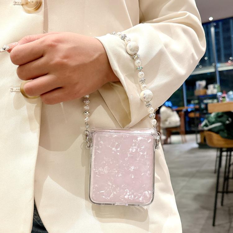For Xiaomi Mix Flip Three Parts Pearlescent Shell Texture Phone Case with Bracelet