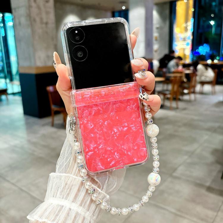 For Xiaomi Mix Flip Three Parts Pearlescent Shell Texture Phone Case with Bracelet