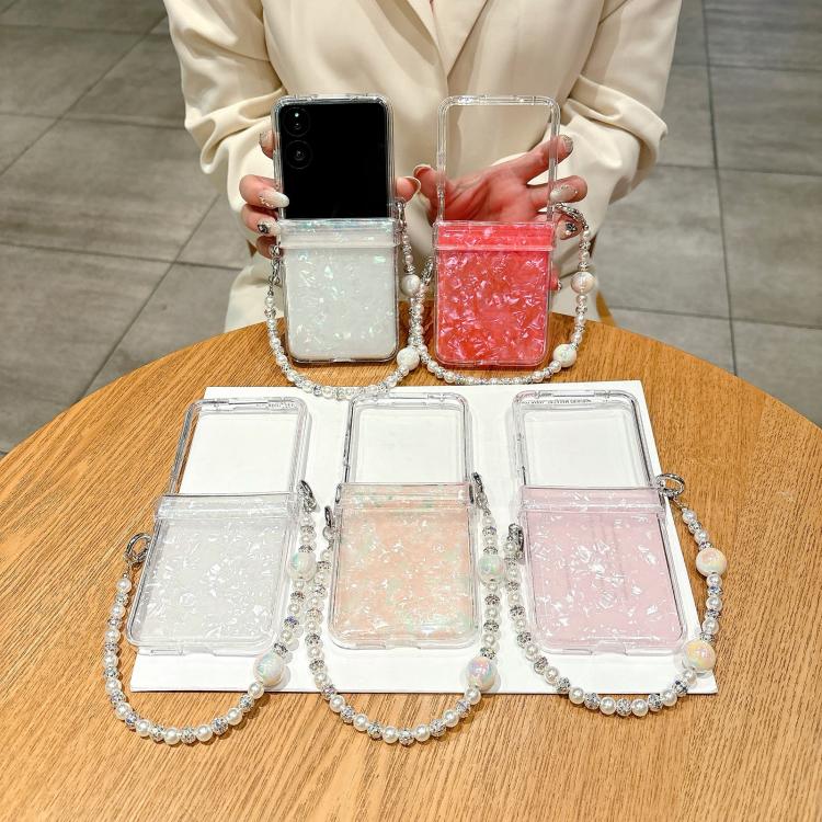 For Xiaomi Mix Flip Three Parts Pearlescent Shell Texture Phone Case with Bracelet
