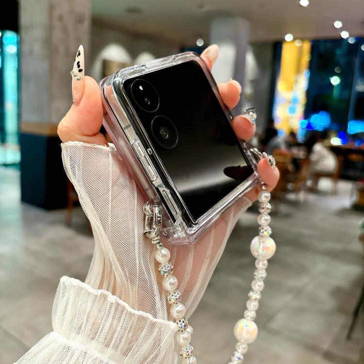 For Xiaomi Mix Flip Three Parts Pearlescent Shell Texture Phone Case with Bracelet