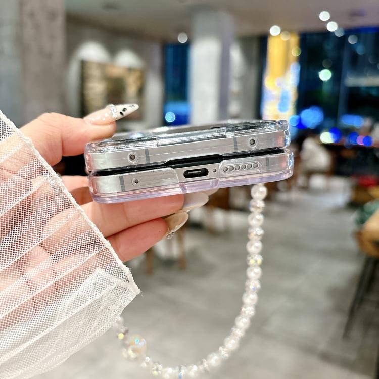 For Xiaomi Mix Flip Three Parts Pearlescent Shell Texture Phone Case with Bracelet