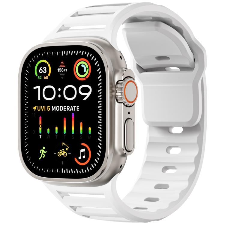 For Apple Watch 46mm / 49mm / 45mm / 44mm Single Nail Dual-Color Multi-hole Silicone Watch Band