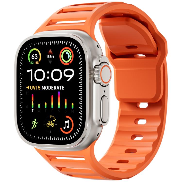 For Apple Watch 46mm / 49mm / 45mm / 44mm Single Nail Dual-Color Multi-hole Silicone Watch Band