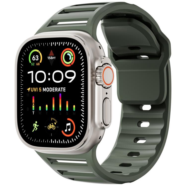 For Apple Watch 46mm / 49mm / 45mm / 44mm Single Nail Dual-Color Multi-hole Silicone Watch Band