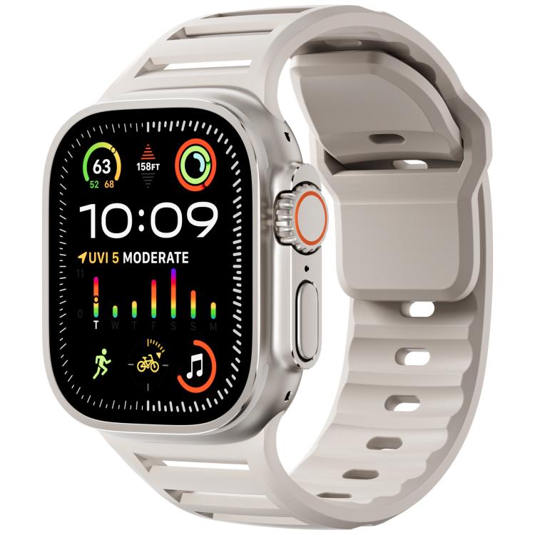 For Apple Watch 46mm / 49mm / 45mm / 44mm Single Nail Dual-Color Multi-hole Silicone Watch Band