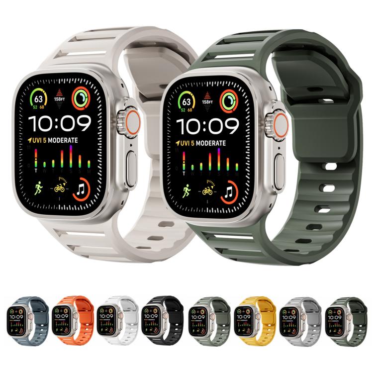 For Apple Watch 46mm / 49mm / 45mm / 44mm Single Nail Dual-Color Multi-hole Silicone Watch Band