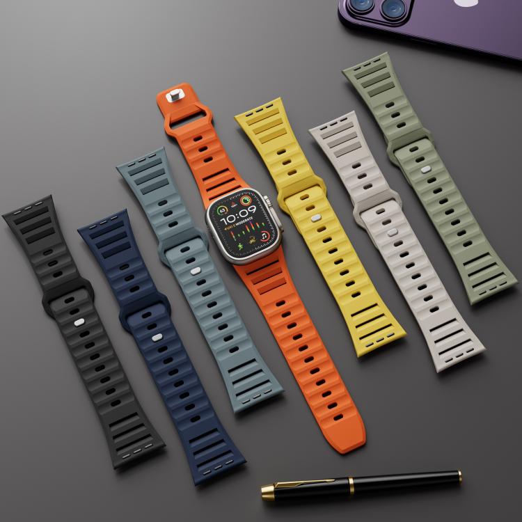 For Apple Watch 46mm / 49mm / 45mm / 44mm Single Nail Dual-Color Multi-hole Silicone Watch Band