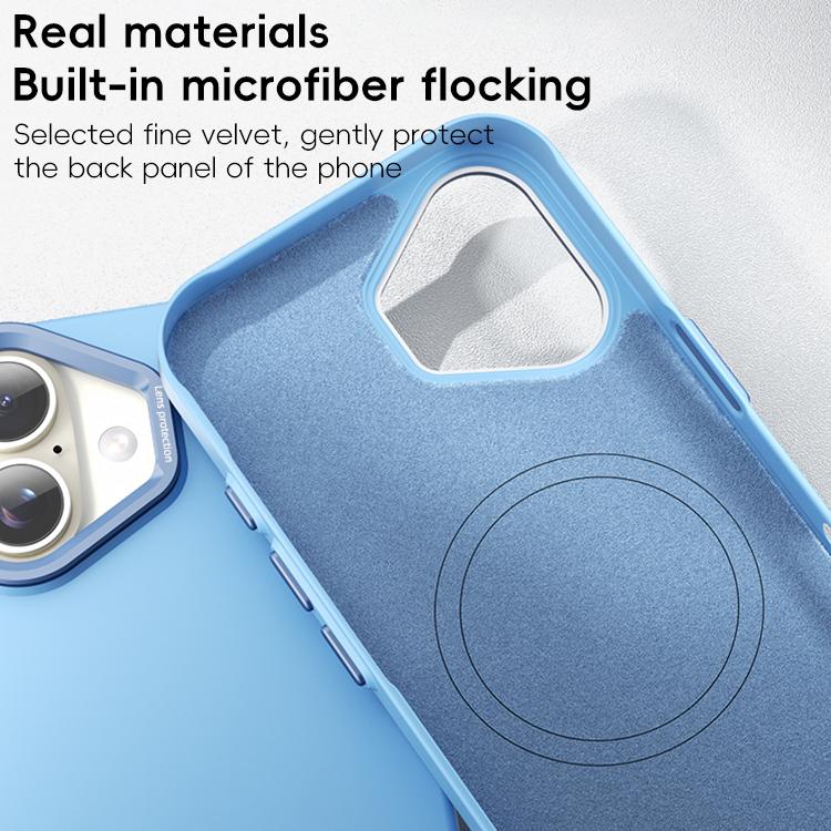 For iPhone 16 PC Flocking MagSafe Magnetic Phone Case