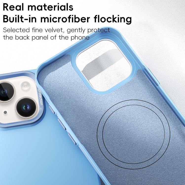 For iPhone 15 PC Flocking MagSafe Magnetic Phone Case