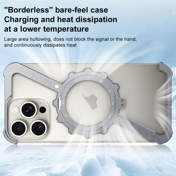 For iPhone 16 Pro Max Z-shaped Frameless Metal 360 Holder MagSafe Phone Case