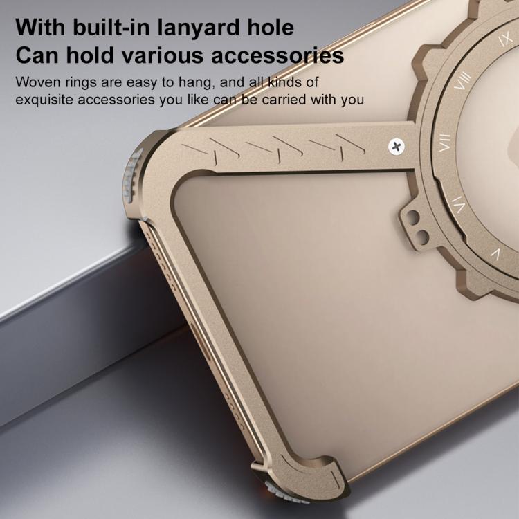 For iPhone 16 Pro Max Z-shaped Frameless Metal 360 Holder MagSafe Phone Case