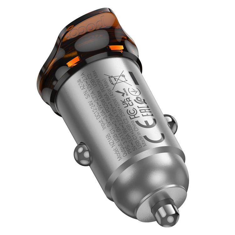 hoco NZ16B Rigorous PD45W USB-C / Type-C Dual Port Car Charger - Grey