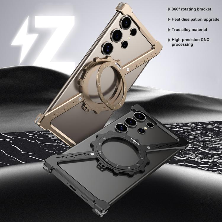 For Samsung Galaxy S25 Ultra 5G Z-shaped Frameless Metal 360 Holder MagSafe Phone Case