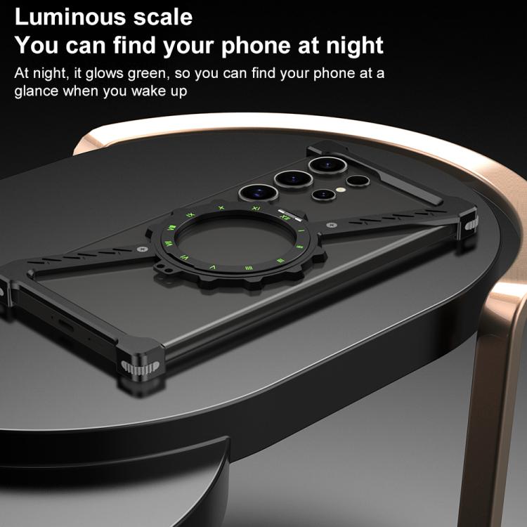 For Samsung Galaxy S22 Ultra 5G Z-shaped Frameless Metal 360 Holder MagSafe Phone Case