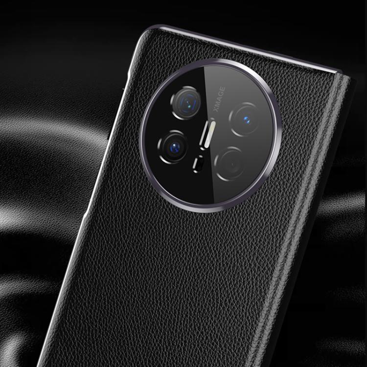 For Huawei Mate X6 Electroplating Litchi Pattern Grain Leather Smart Window MagSafe Phone Leather Case