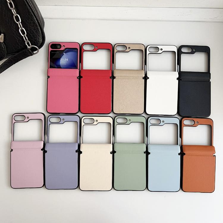 For Samsung Galaxy Z Flip6 / Flip7 FE Integrated Magnetic Axis Solid Color Leather Texture Phone Case