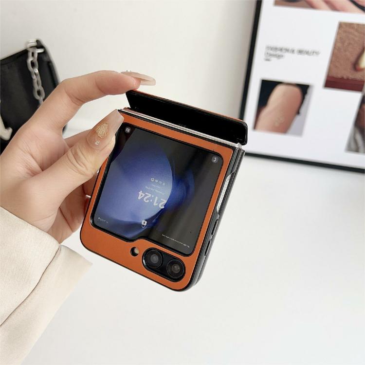For Samsung Galaxy Z Flip6 / Flip7 FE Integrated Magnetic Axis Solid Color Leather Texture Phone Case