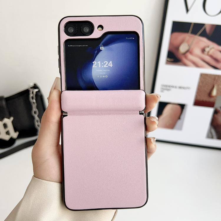 For Samsung Galaxy Z Flip5 Integrated Magnetic Axis Solid Color Leather Texture Phone Case