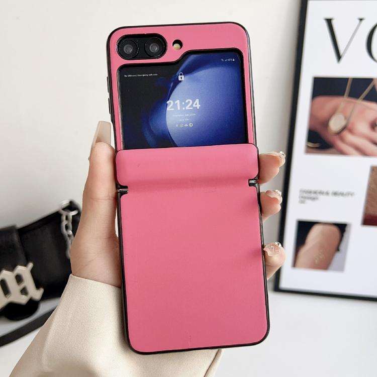 For Samsung Galaxy Z Flip5 Integrated Magnetic Axis Solid Color Leather Texture Phone Case