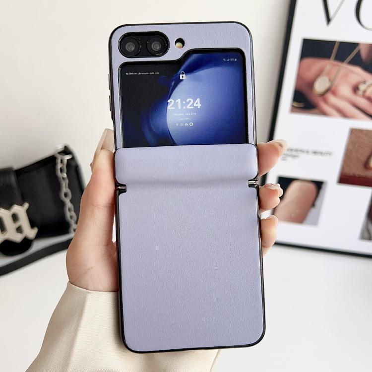 For Samsung Galaxy Z Flip5 Integrated Magnetic Axis Solid Color Leather Texture Phone Case