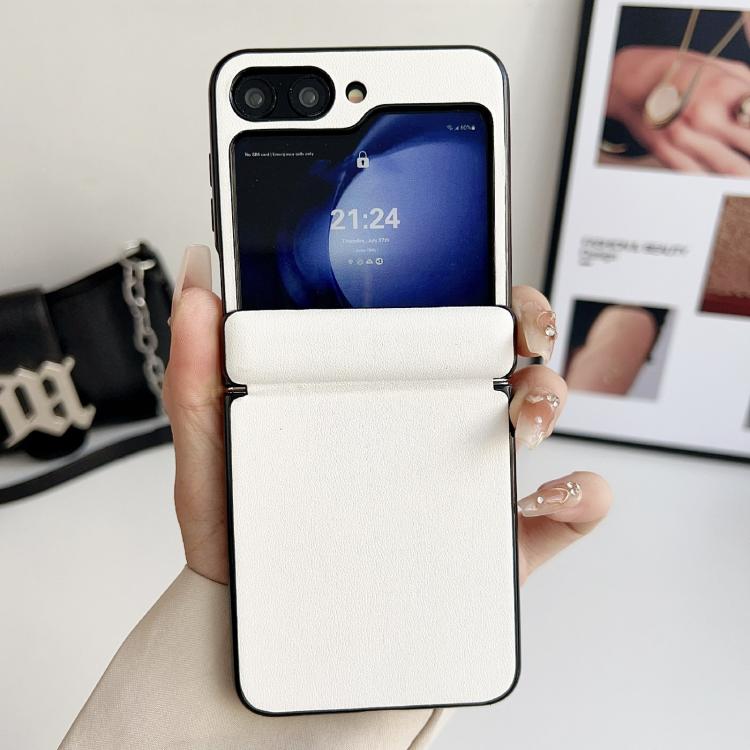 For Samsung Galaxy Z Flip5 Integrated Magnetic Axis Solid Color Leather Texture Phone Case