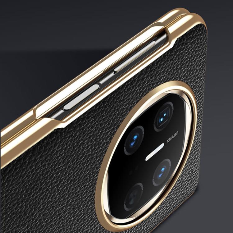 For Huawei Mate X6 Electroplated Litchi Pattern Phone Leather Case with Glass Lens