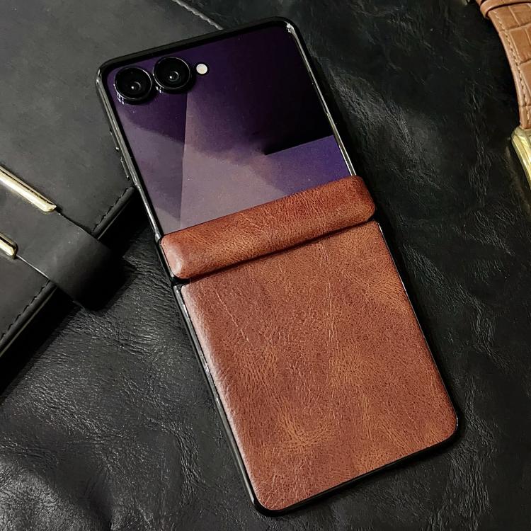 For Samsung Galaxy Z Flip7 Integrated Magnetic Axis Crazy Horse Texture Phone Case