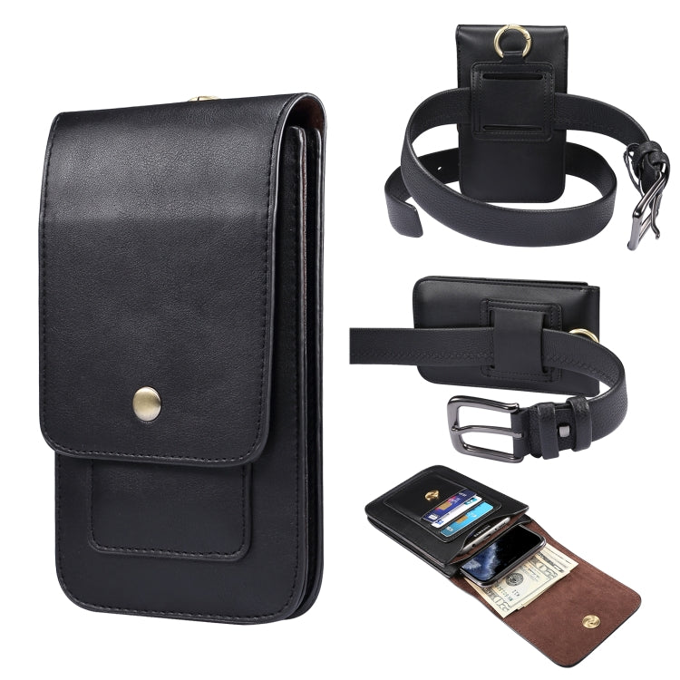 Lambskin Texture Men Phone Universal Double Lattice Waist Bag Leather Case, Size:S