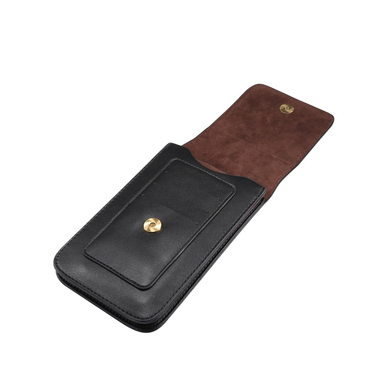 Lambskin Texture Men Phone Universal Double Lattice Waist Bag Leather Case, Size:S