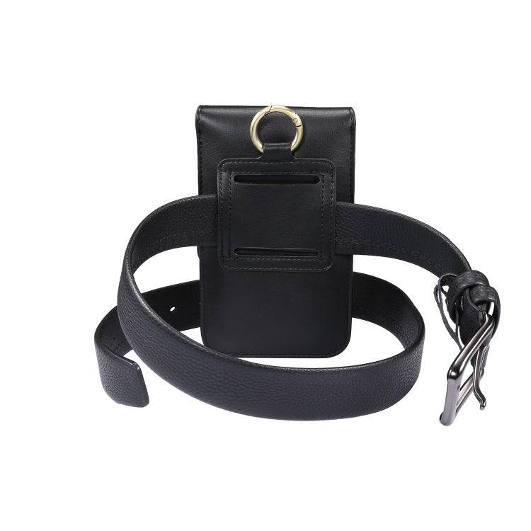 Lambskin Texture Men Phone Universal Double Lattice Waist Bag Leather Case, Size:S