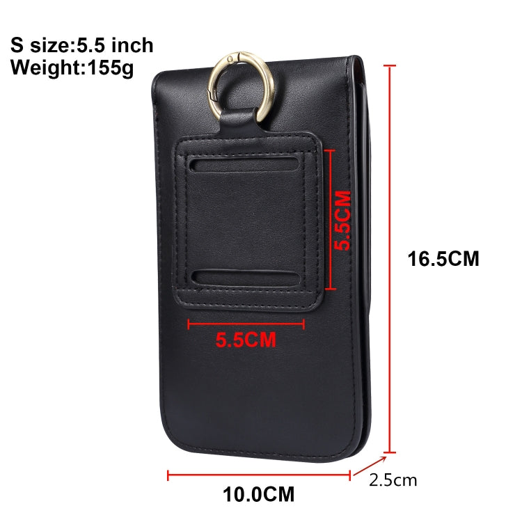 Lambskin Texture Men Phone Universal Double Lattice Waist Bag Leather Case, Size:S