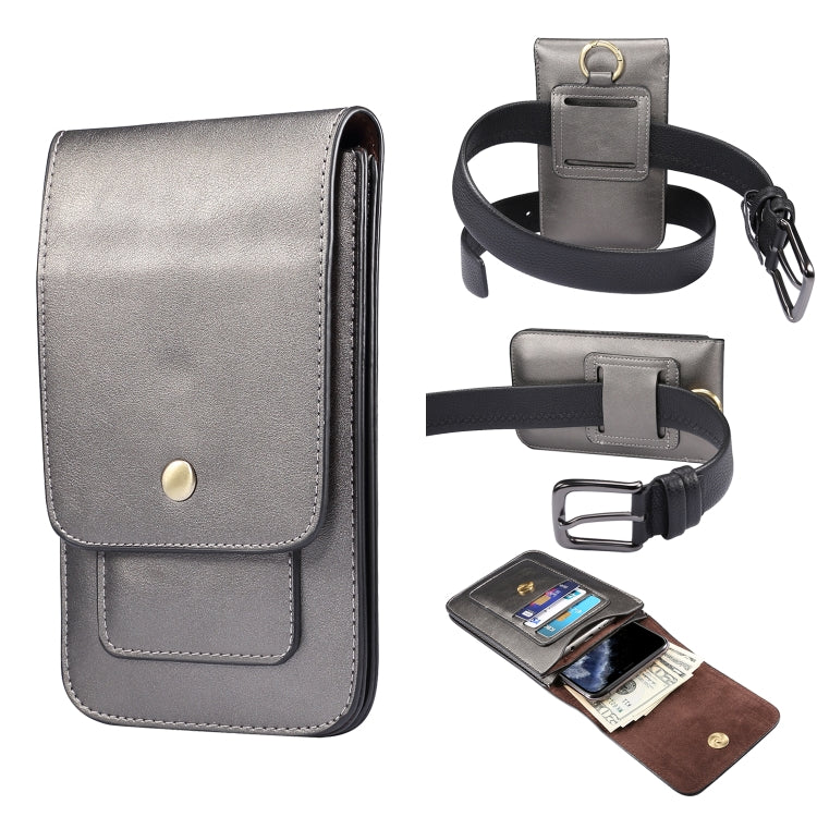 Lambskin Texture Men Phone Universal Double Lattice Waist Bag Leather Case, Size:S